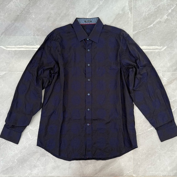 Men’s Bugatchi Patterned Long Sleeve Button Down Dress Shirt Classic Fit - Picture 1 of 16